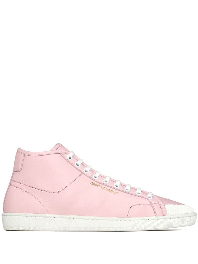 mid-top leather sneakers - 1