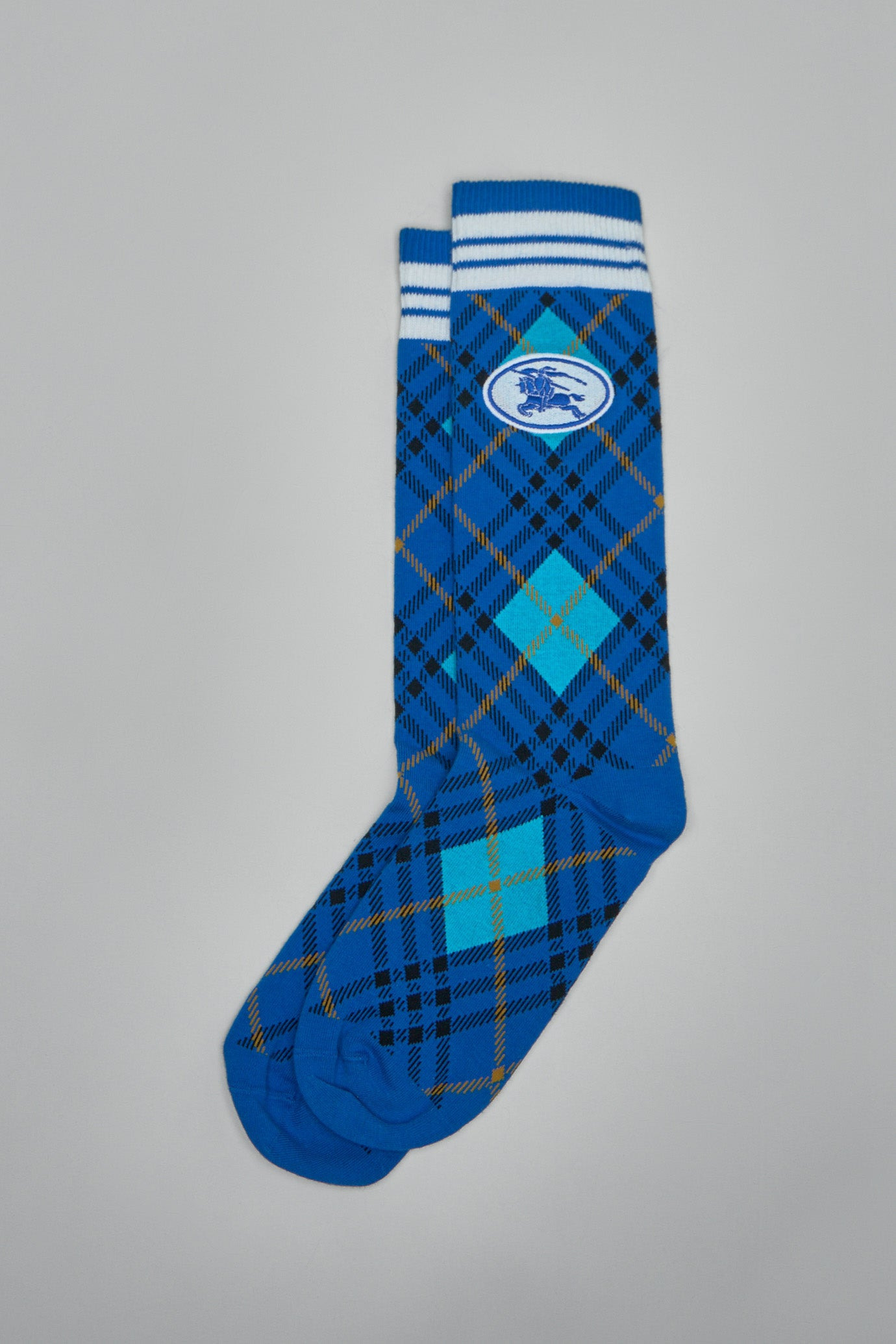 Argyle Check Stretch Cotton Blend Socks - 3