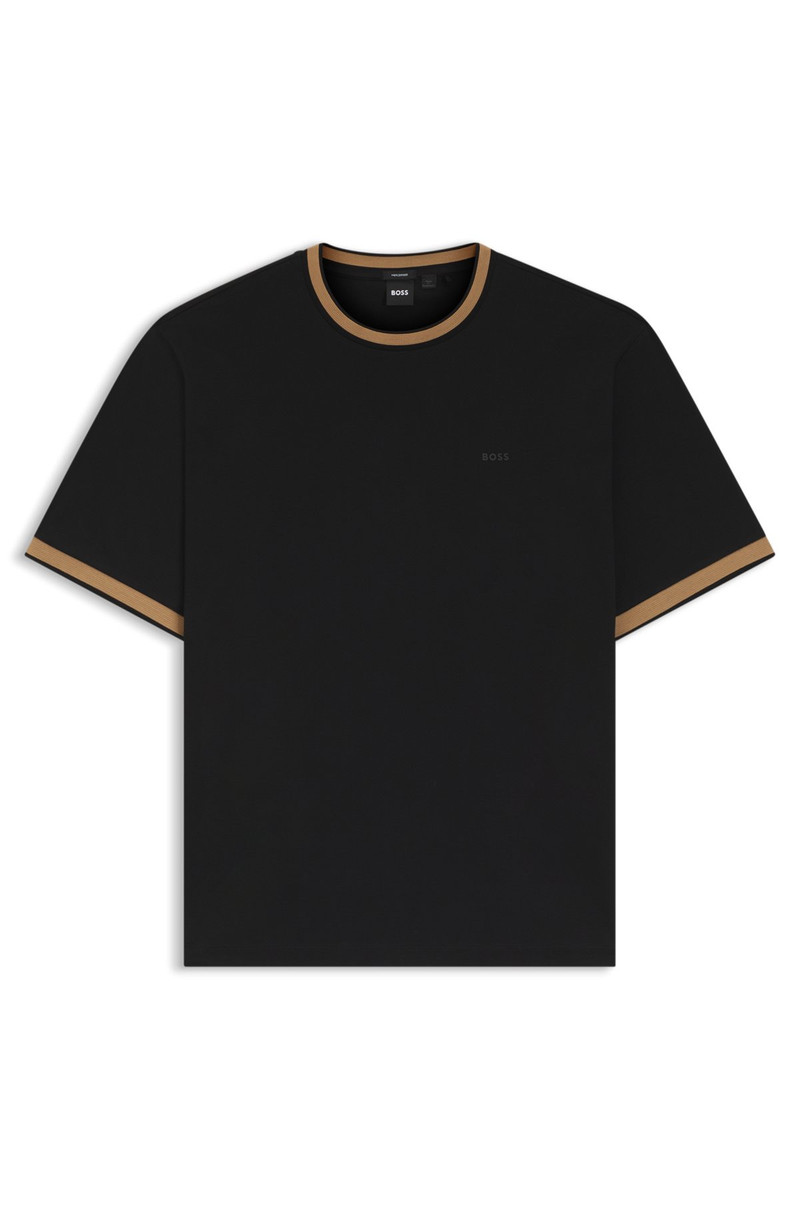 STRIPE-TRIM T-SHIRT IN MERCERISED COTTON 1