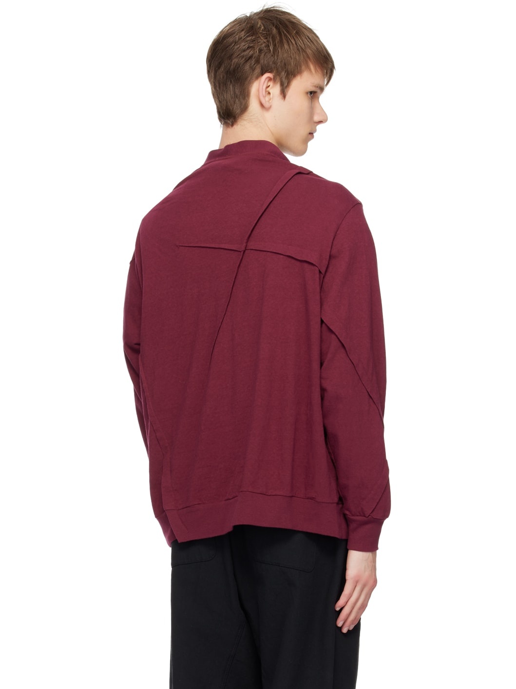 Burgundy Y-Neck Cardigan - 3