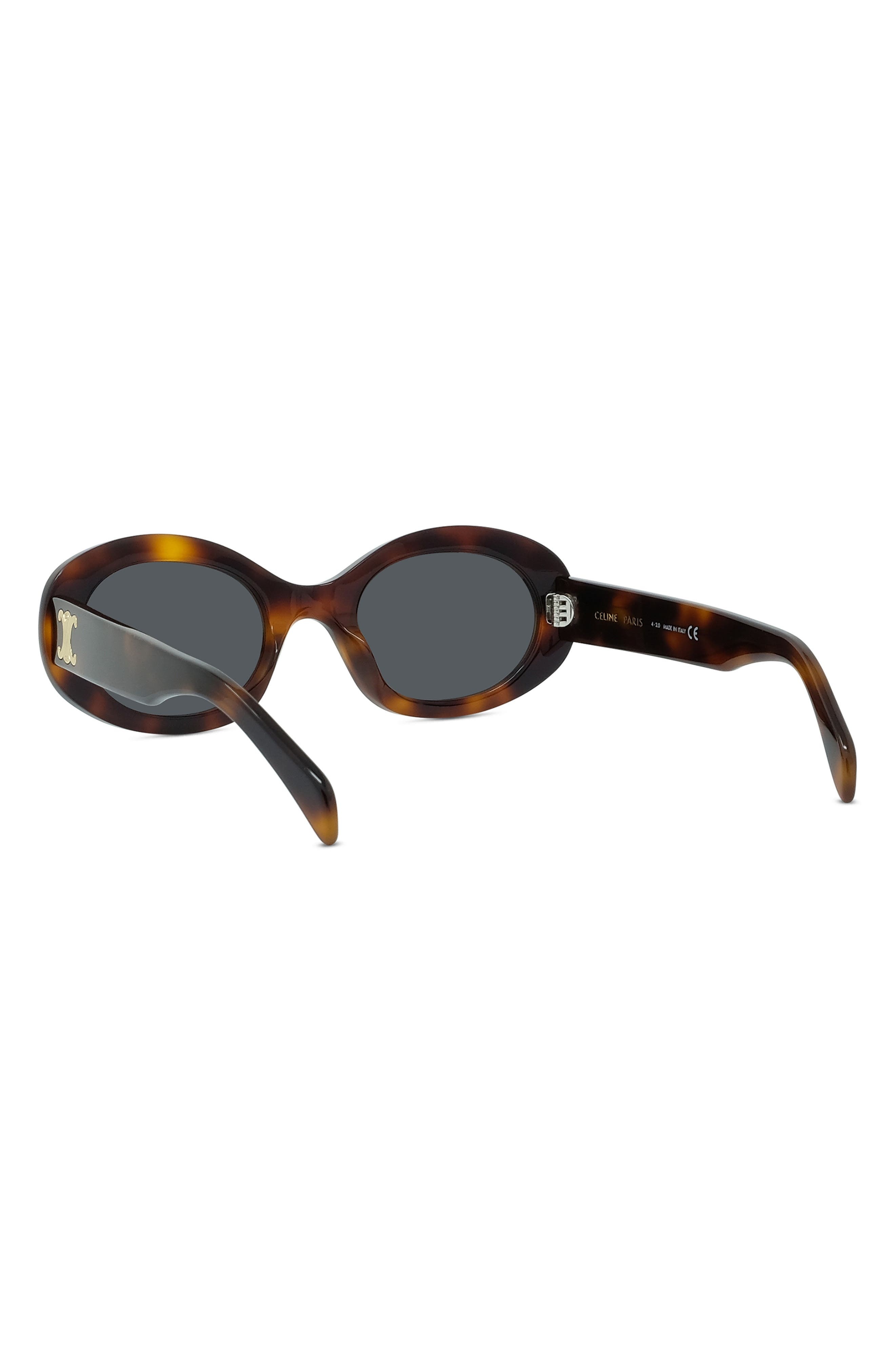 CELINE Triomphe 52mm Oval Sunglasses in Shiny Classic Havana/Smoke at Nordstrom - 3