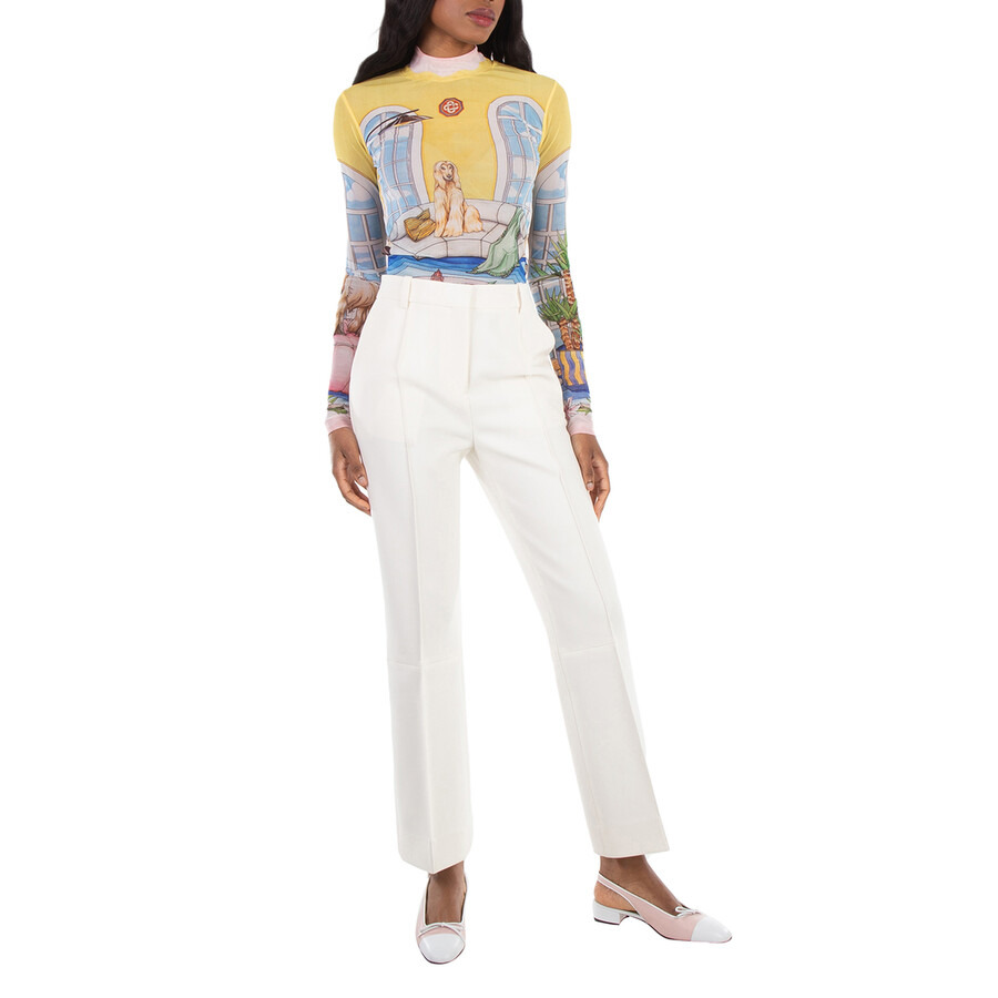 Casablanca Illustration-Style Print Mesh Top - 3