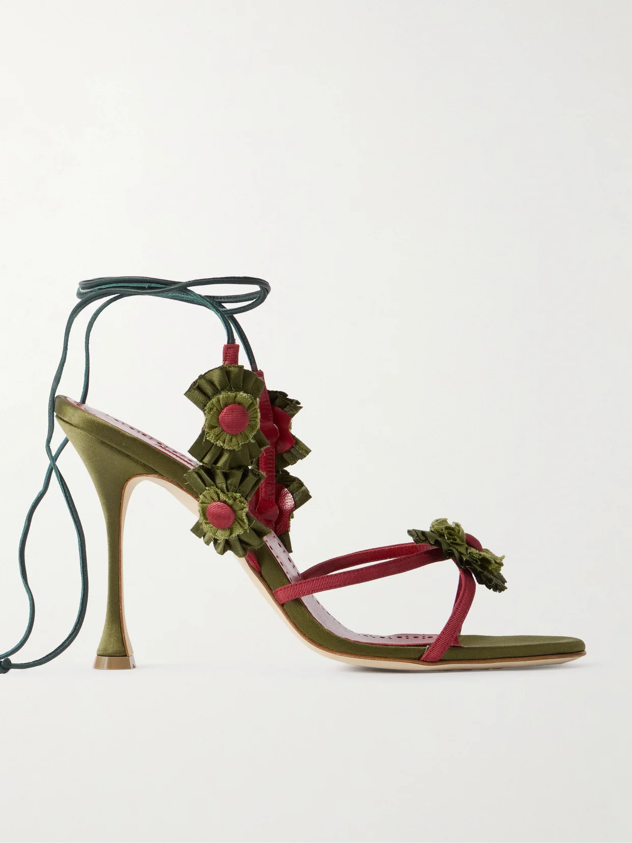 Palissot Leather-trimmed Appliquéd Grosgrain And Satin Sandals - 1