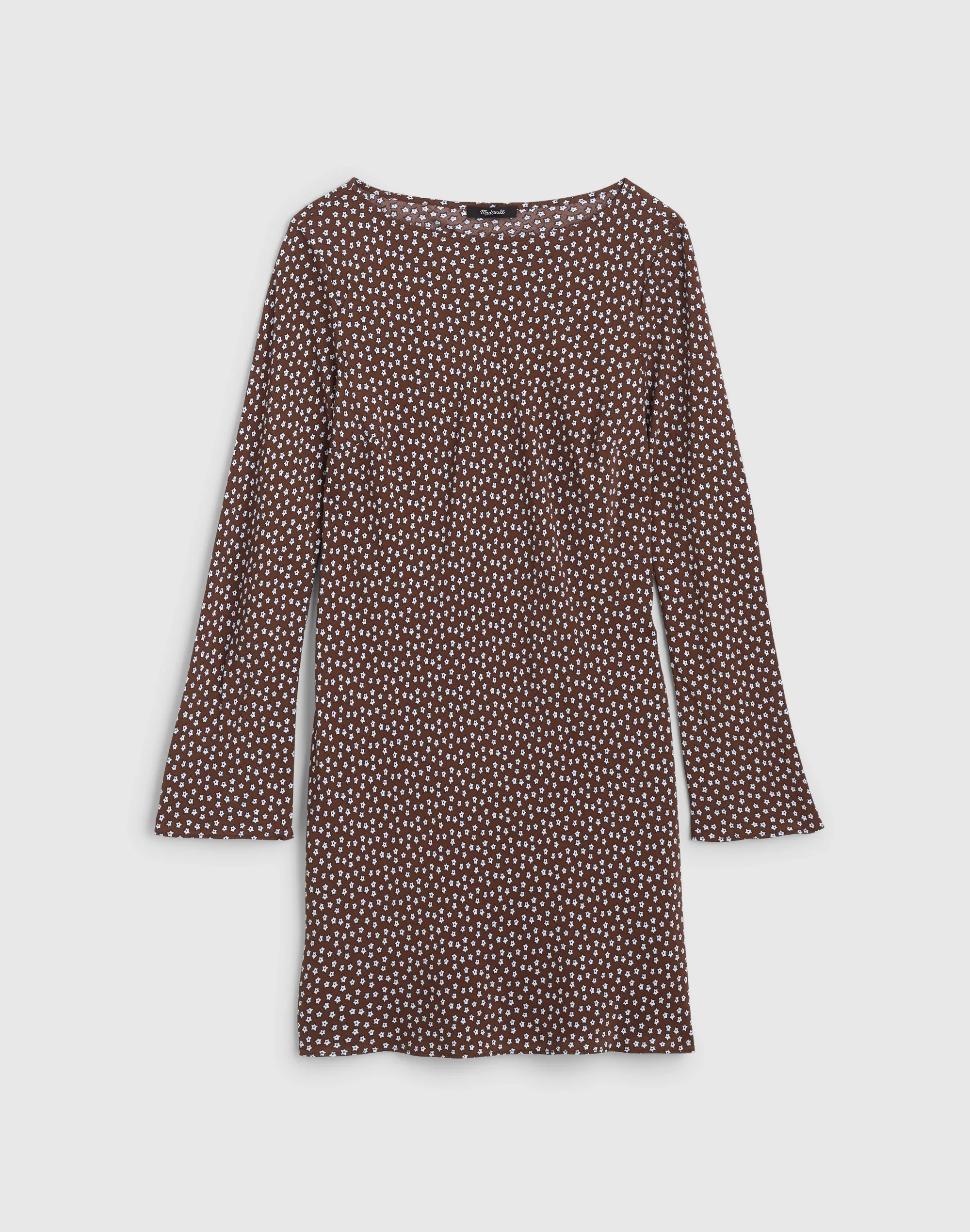 Long-Sleeve Boatneck Mini Dress - 1