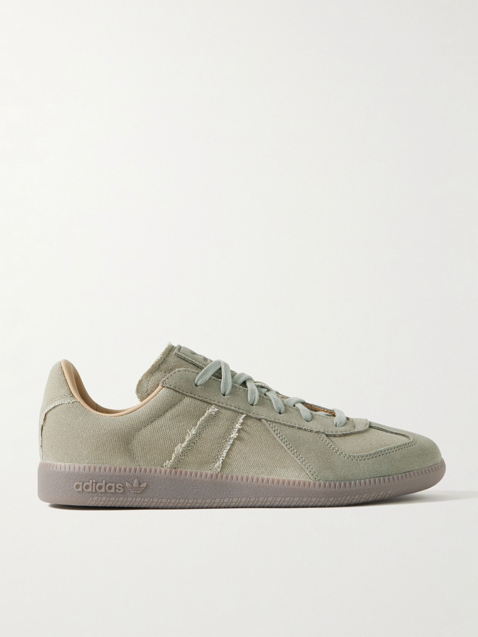 BW Army Suede-Trimmed Waxed-Canvas Sneakers Gray - 1