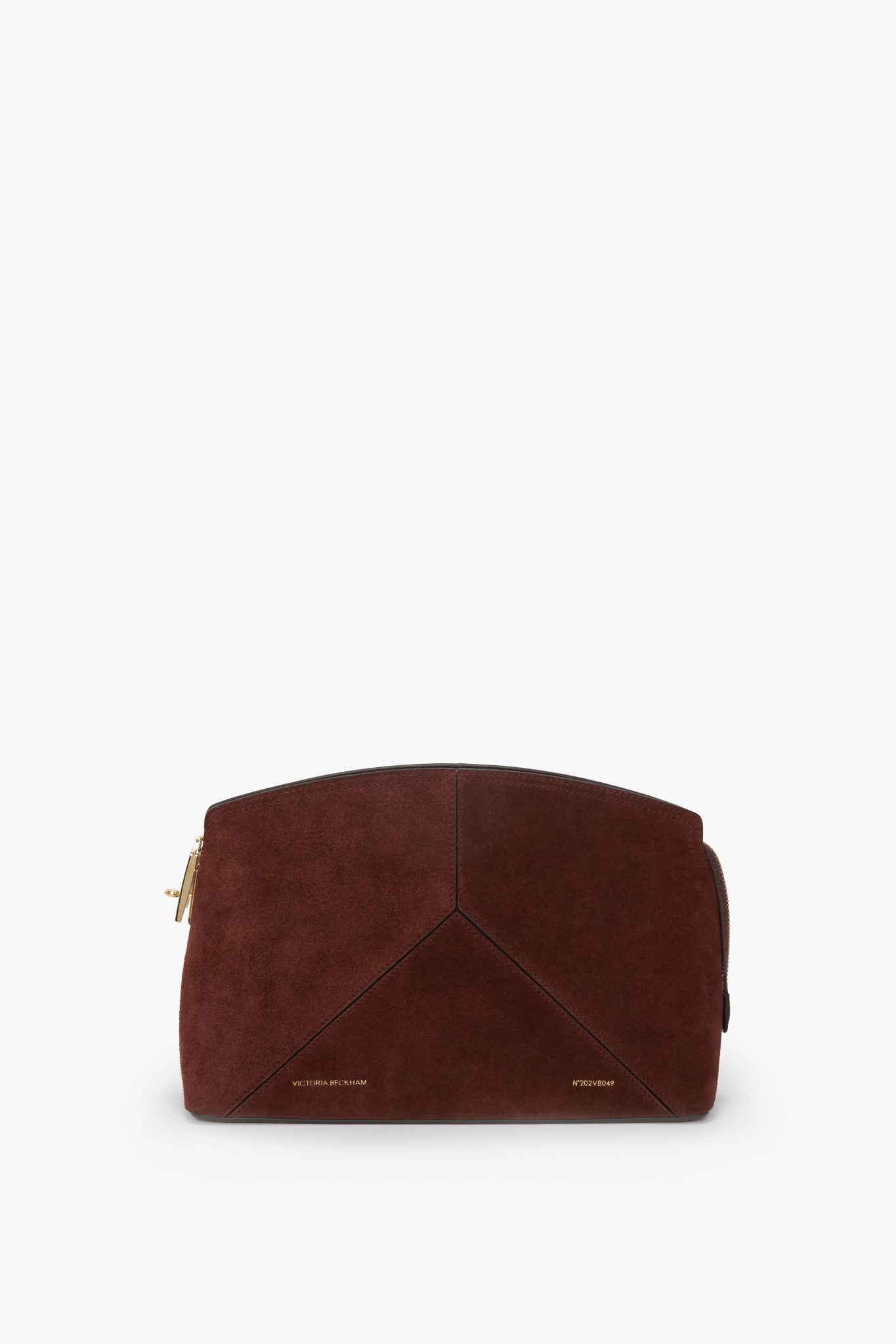 Victoria Clutch Bag In Dark Brown Suede - 1