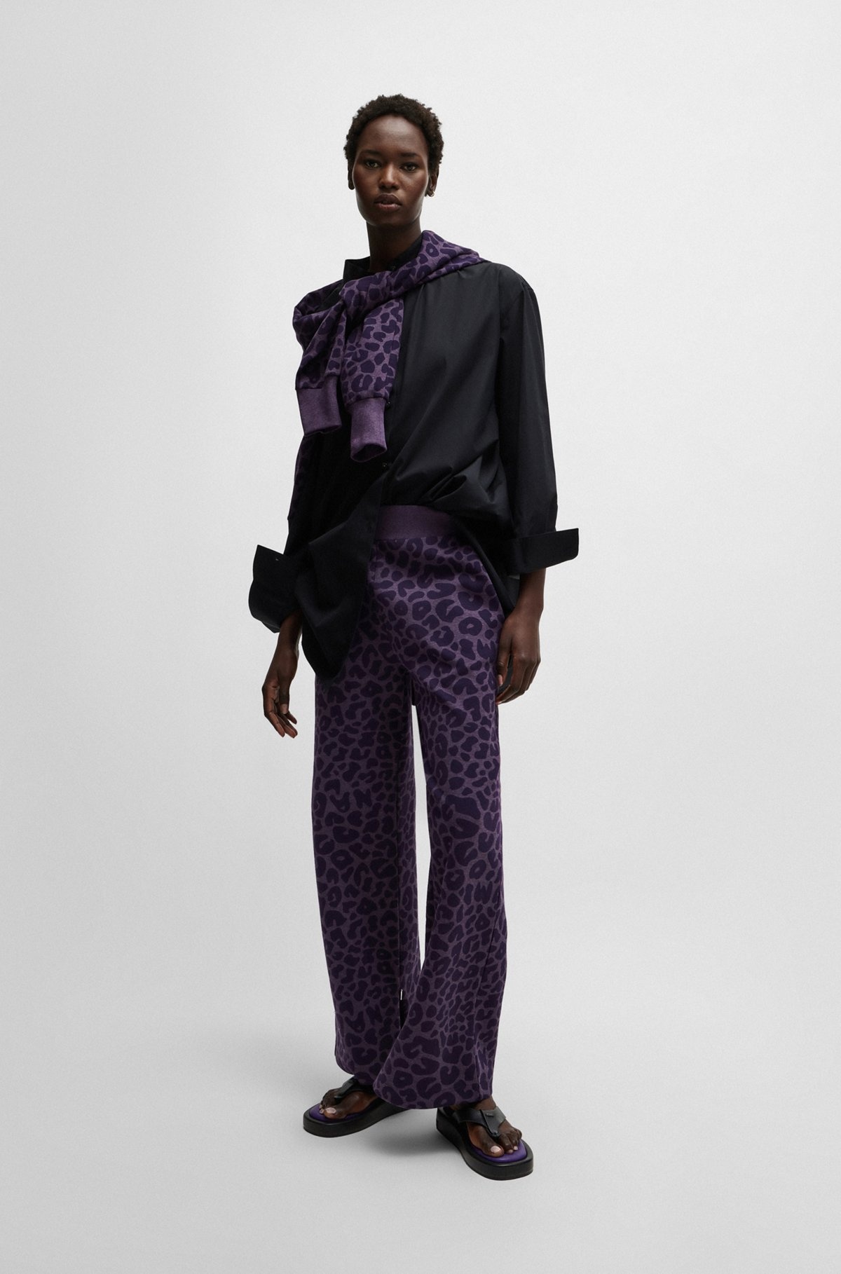 NAOMI X BOSS TRACKSUIT BOTTOMS WITH LEOPARD PRINT - 3