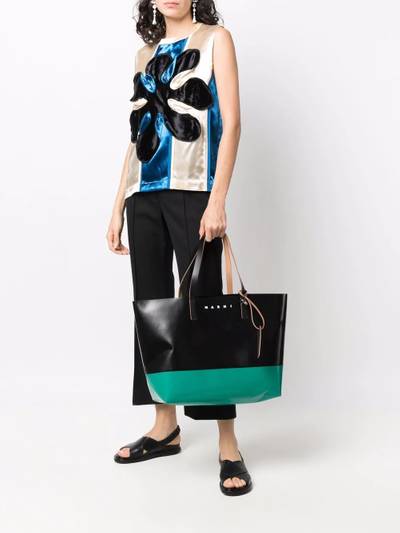 Marni logo-print leather tote bag outlook