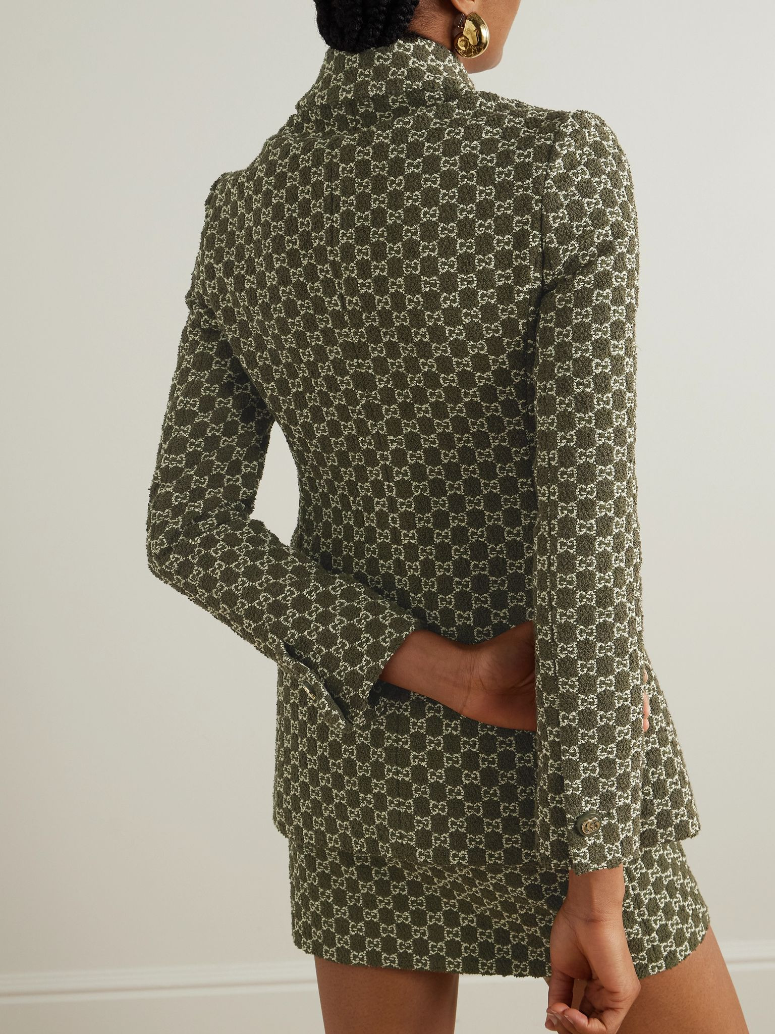 Jacquard-knit cotton-blend bouclé jacket Green - 4