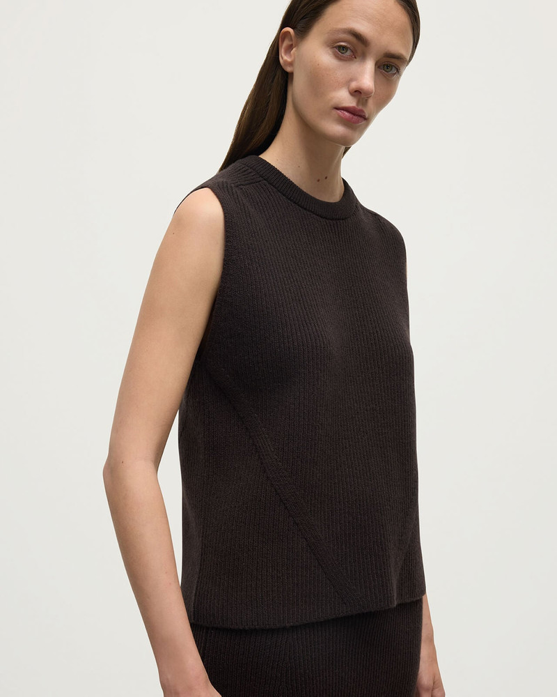 Sleeveless Brown Cashmere Tank Top 5