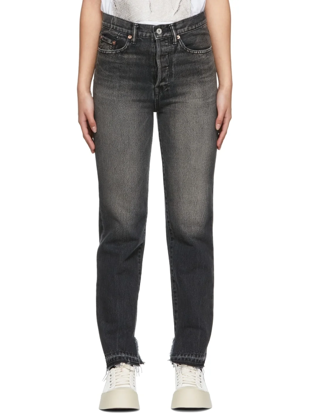 Black Recycled Straight-Leg Jeans - 1