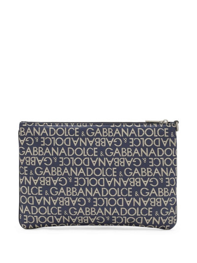 Dolce & Gabbana logo-plaque jacquard-logo clutch bag outlook