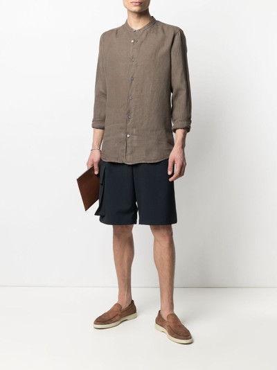 Z Zegna Mandarin collar linen shirt outlook