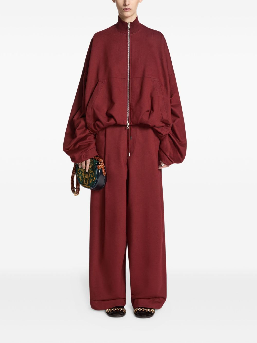 pleated drawstring track pants - 2