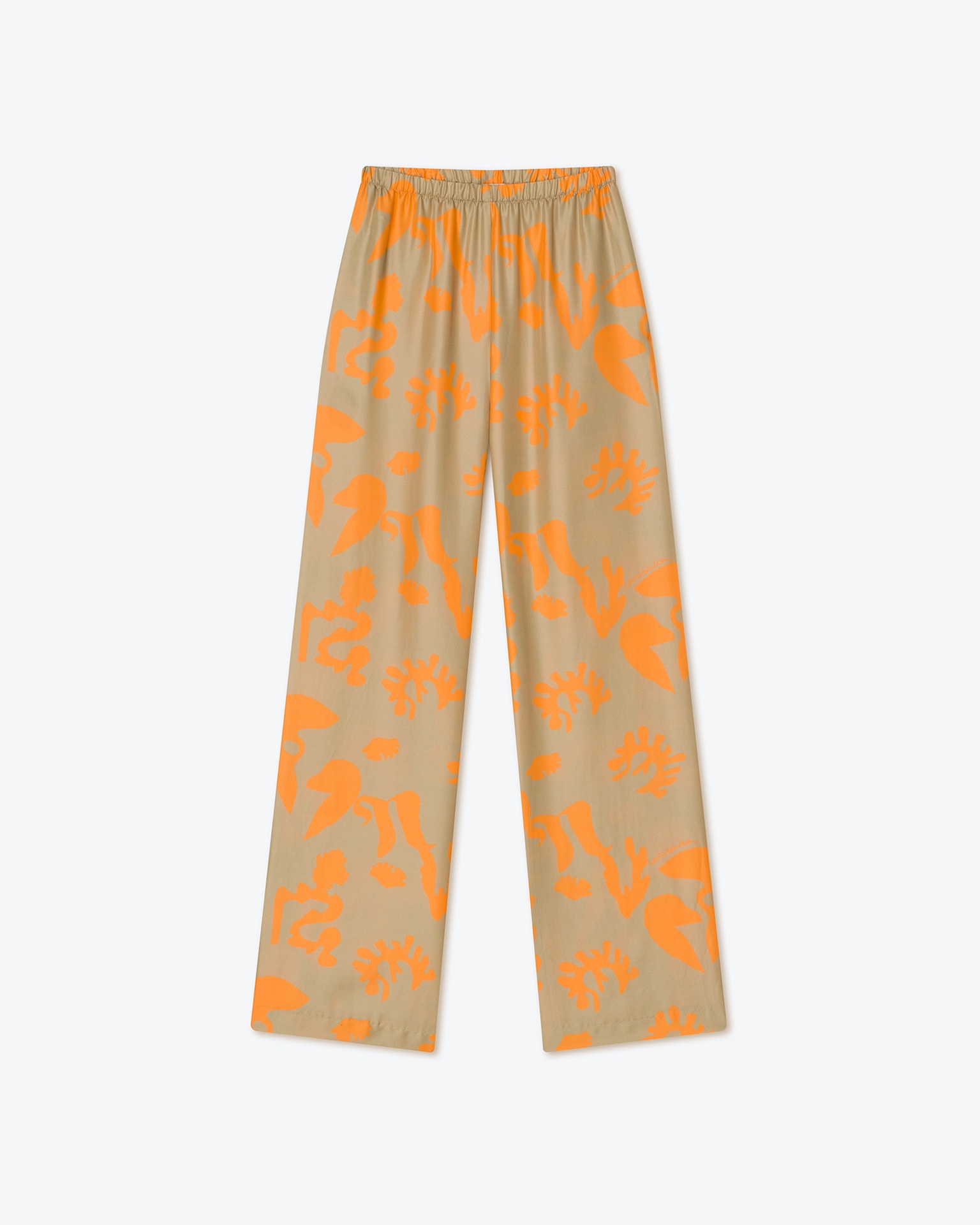 YARELI - Printed silk-twill pants - Orange - 1