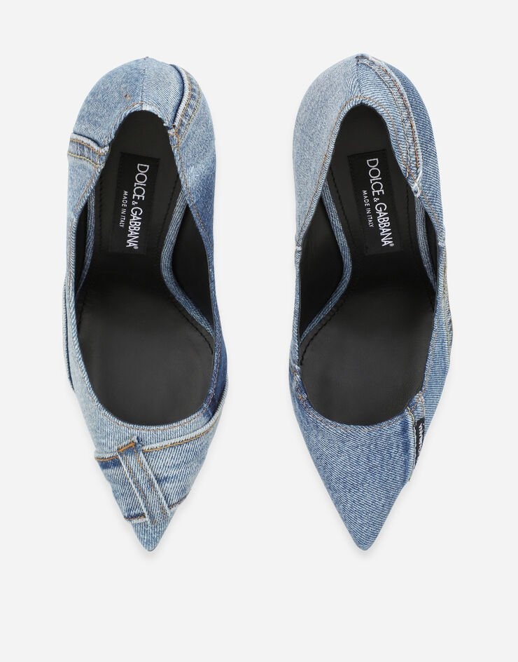 Patchwork denim pumps - 4