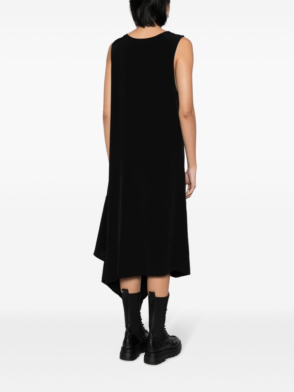 crepe de chine asymmetric midi dress - 4