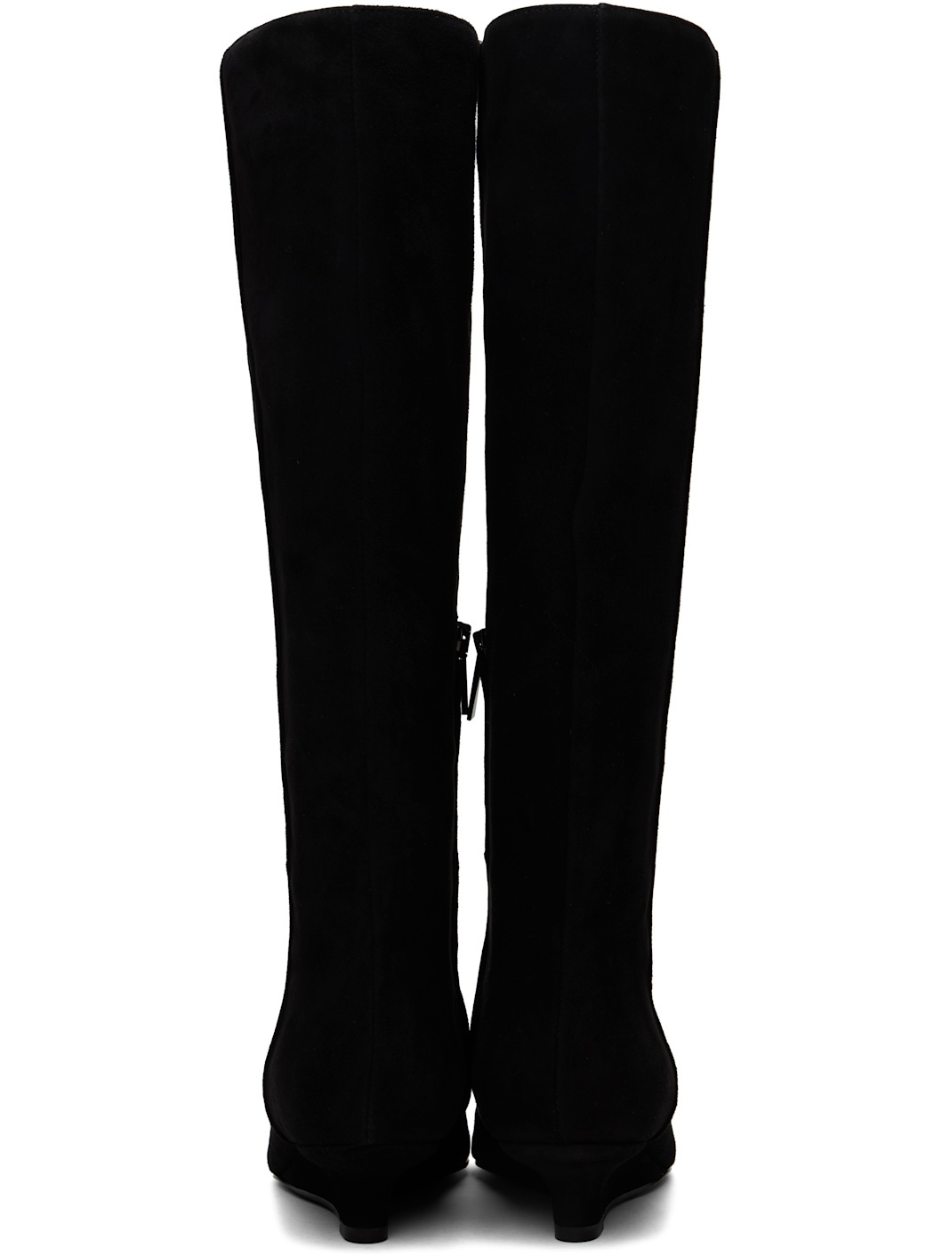Black Sharp Suede Knee-High Boots - 2