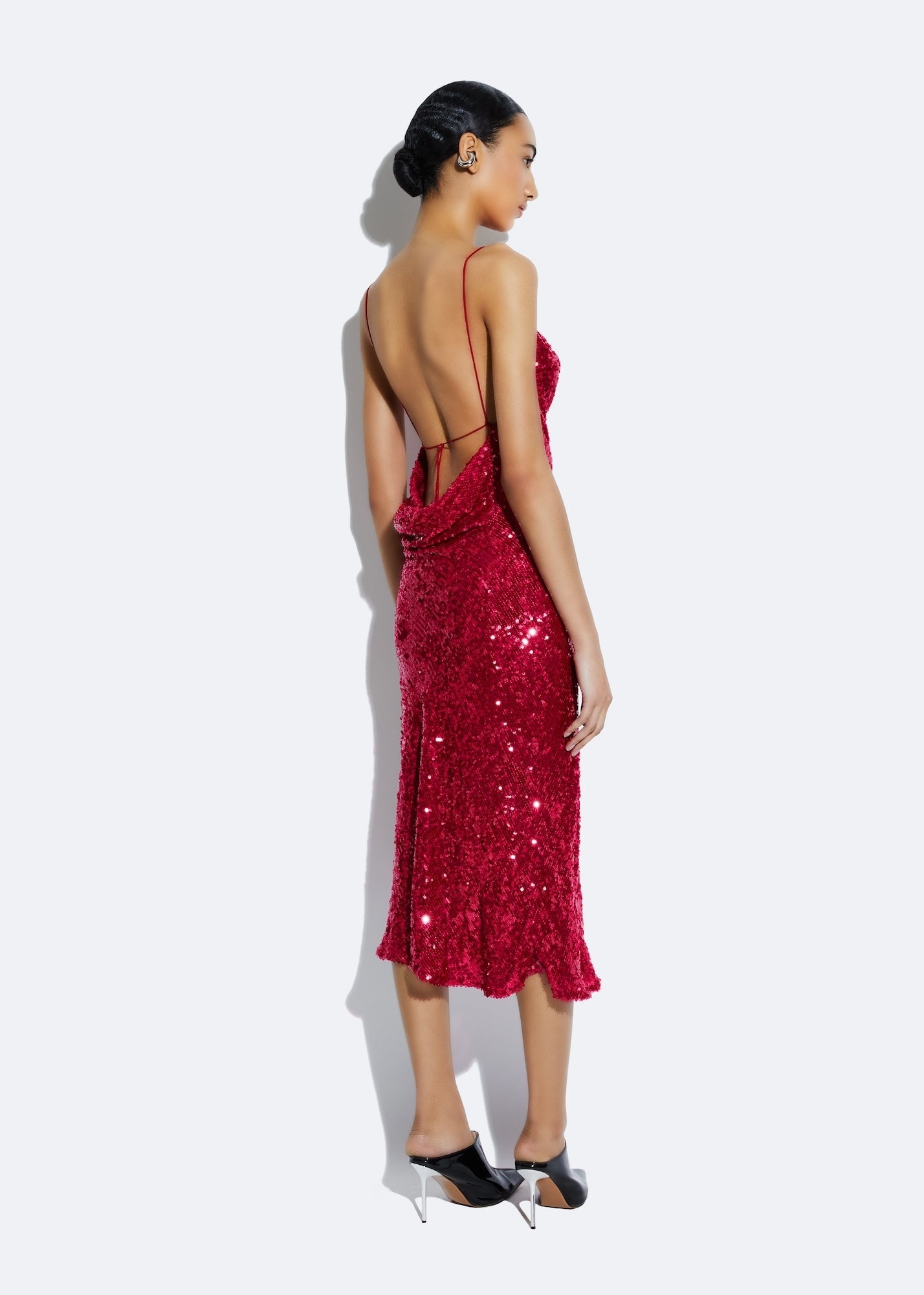 Sequin Cowl Midi Dress - 3