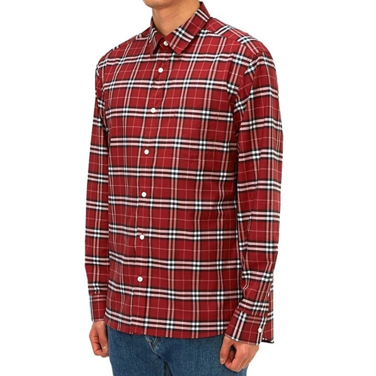 Men's Burberry Plaid Button Long Sleeves Shirt Red 80113981 - 3