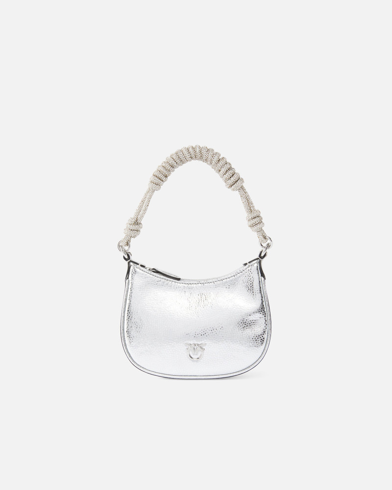 HALF MOON BABY HANDBAG IN LAMINATED LEATHER WITH RHINESTONES 1