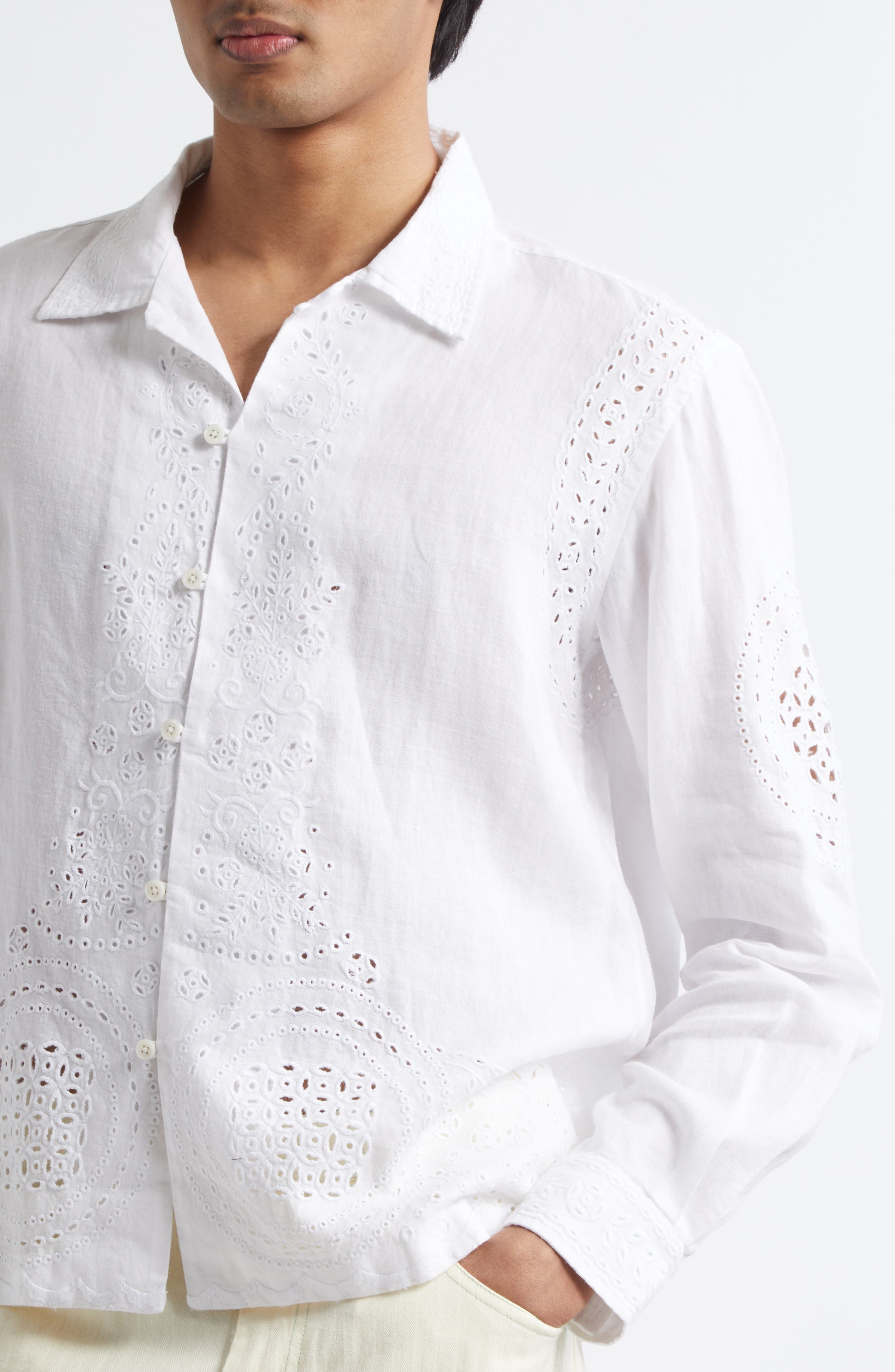 Bode Belvoir Shirt in White at Nordstrom - 4
