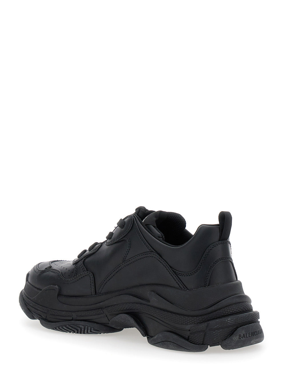 Balenciaga Men 'Triple S Sporty' Black Sneaker With 3B Logo Embroidered On The Side And Worn Effect  - 3