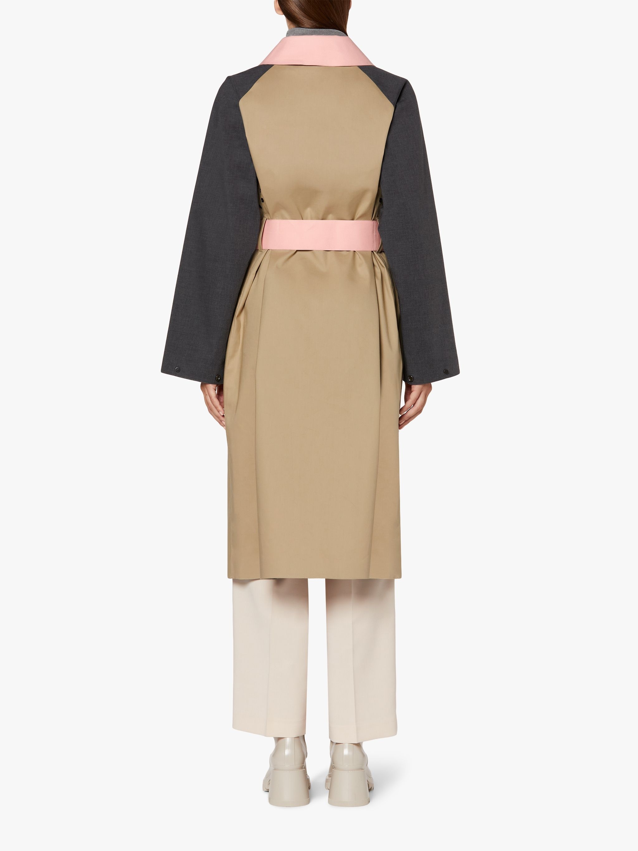 AVA FAWN COLOUR BLOCK BONDED COTTON TRENCH COAT | LRF-300 - 4