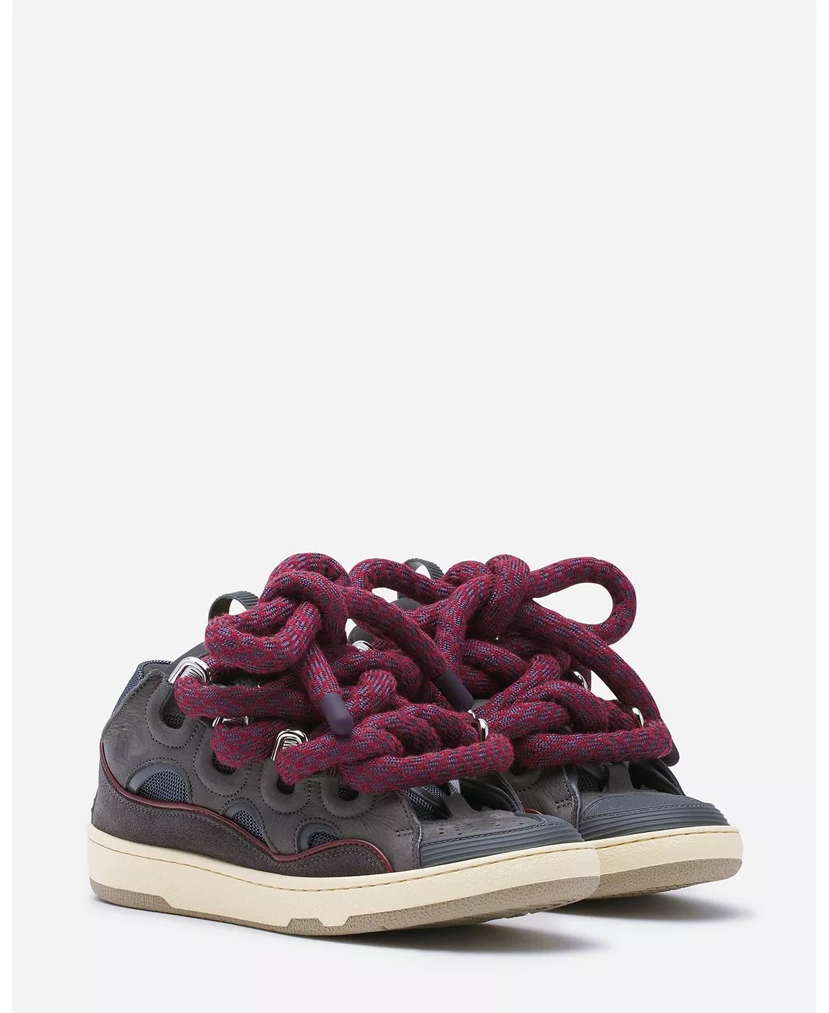 Women's Curb Sneakers in Leather with Snake Laces - 7