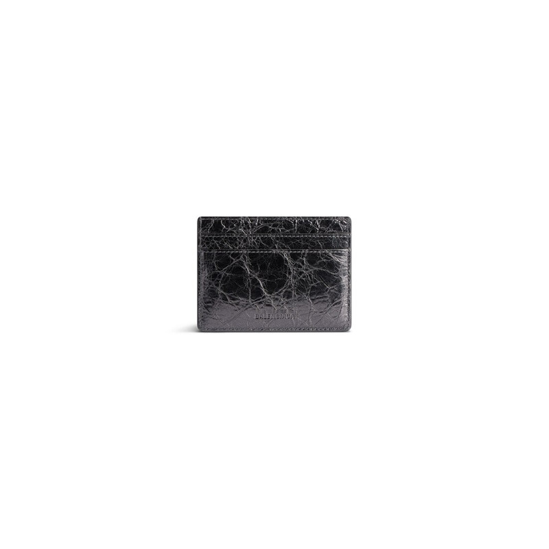 BALENCIAGA Women's Le City Card Holder Metallized in Steel Grey outlook
