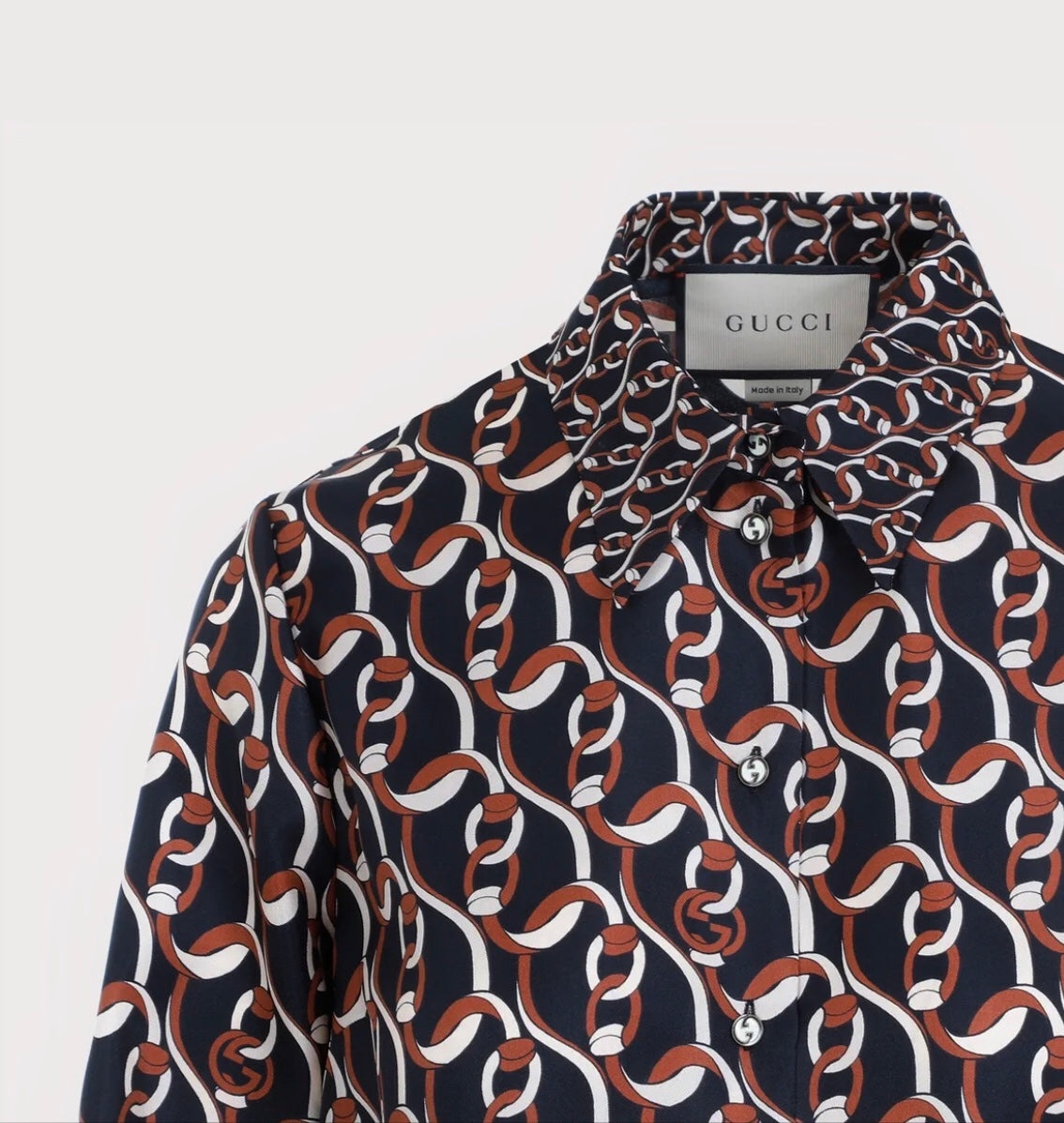 Gucci Interlocking G Chain Print Silk Shirt - 3