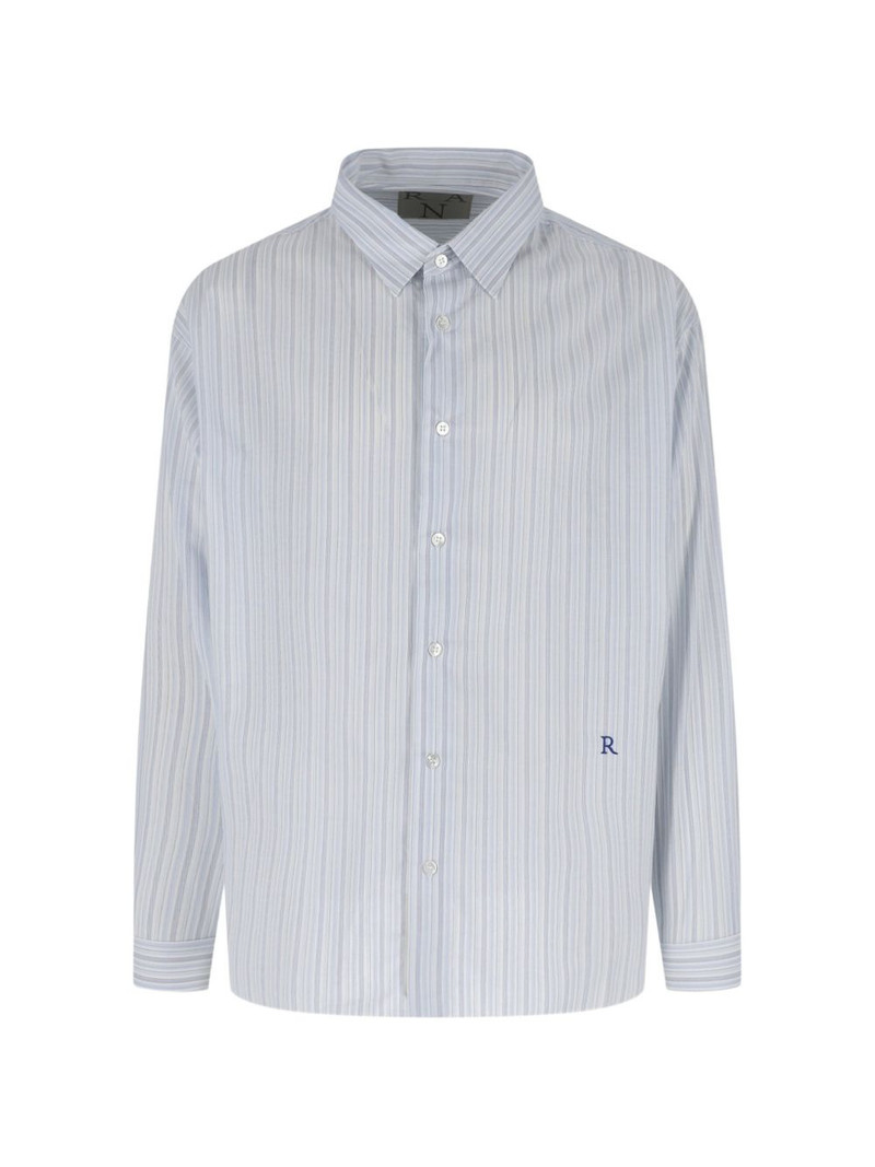 stripe-pattern logo-embroidered shirt 1