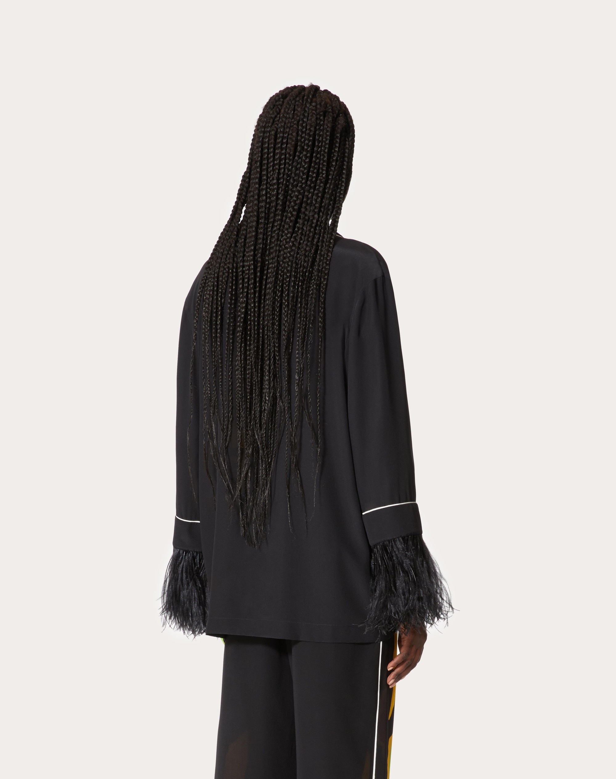 DRAGO RE-EDITION PRINT CREPE DE CHINE SHIRT WITH FEATHER EMBROIDERY - 4