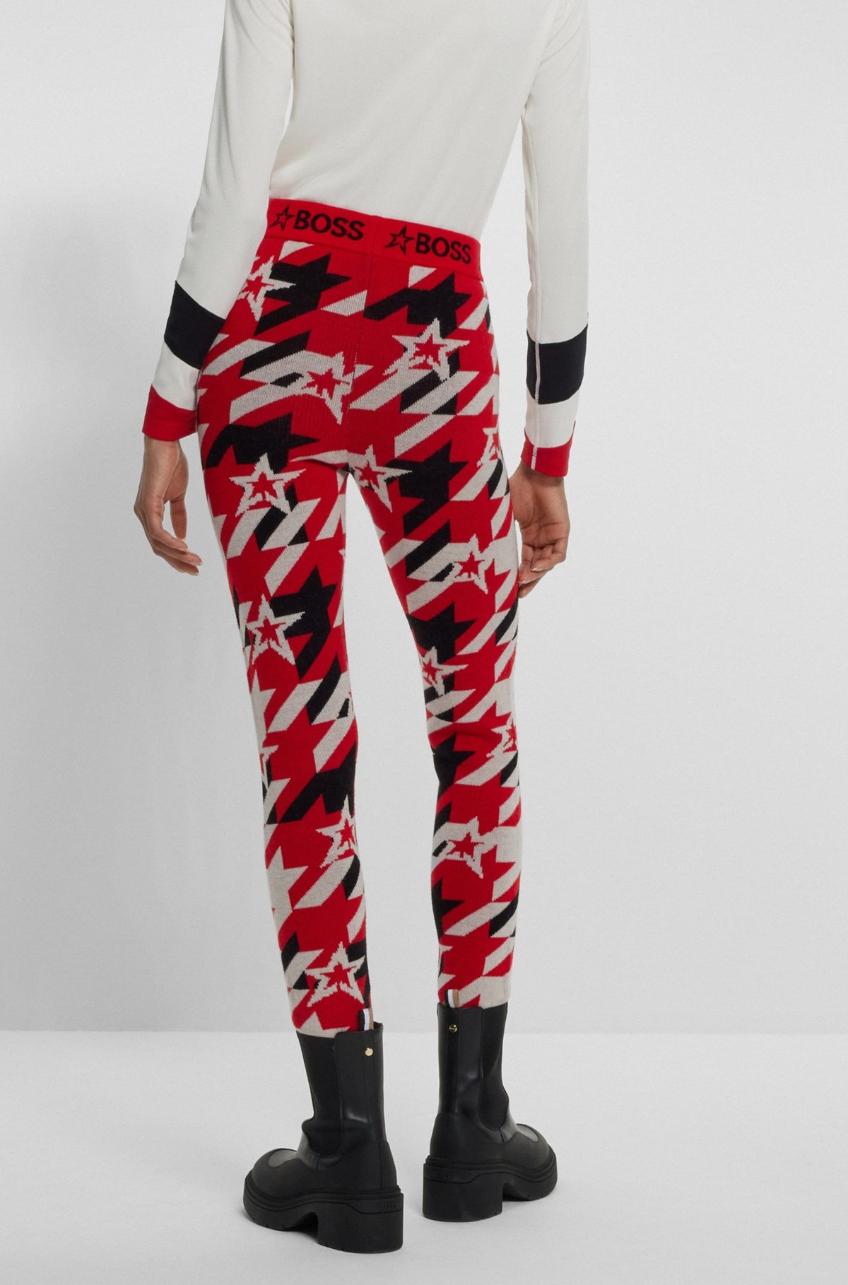 BOSS X PERFECT MOMENT VIRGIN-WOOL LEGGINGS WITH BRANDING - 4