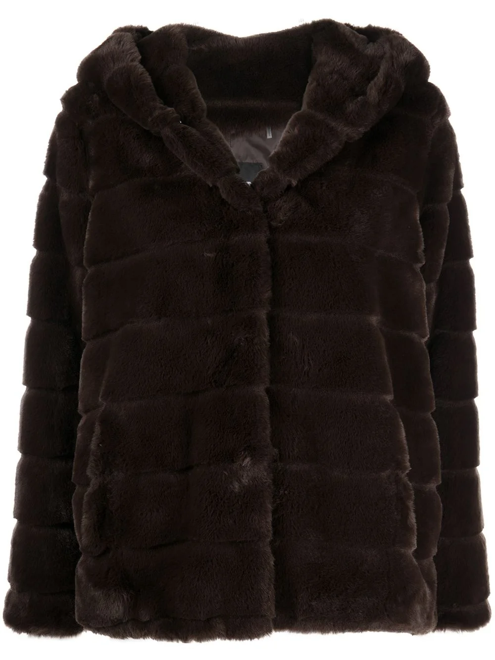 hooded faux-fur coat - 1