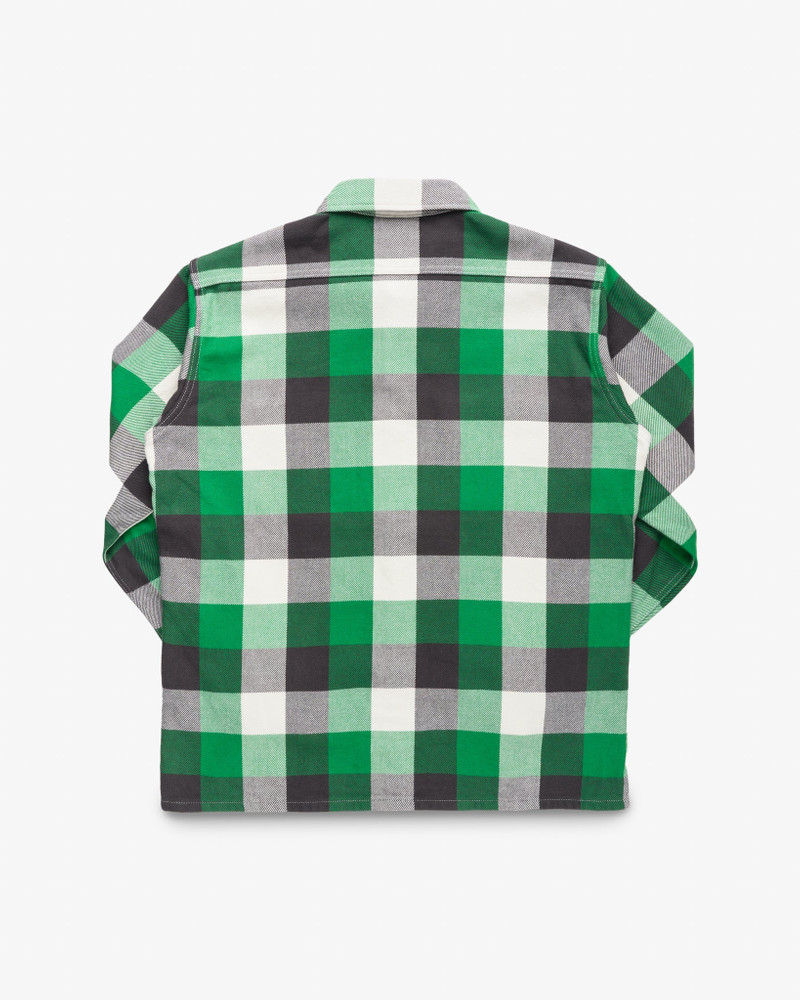 ULTRA HEAVY FLANNEL VINTAGE CHECK WORK OVERSHIRT - GREEN 6