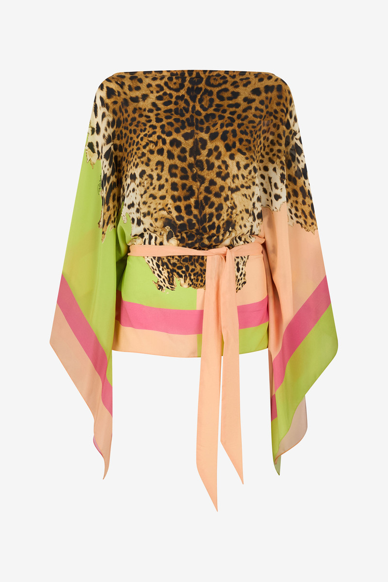 Silk kaftan with Cavalli Pop print 1