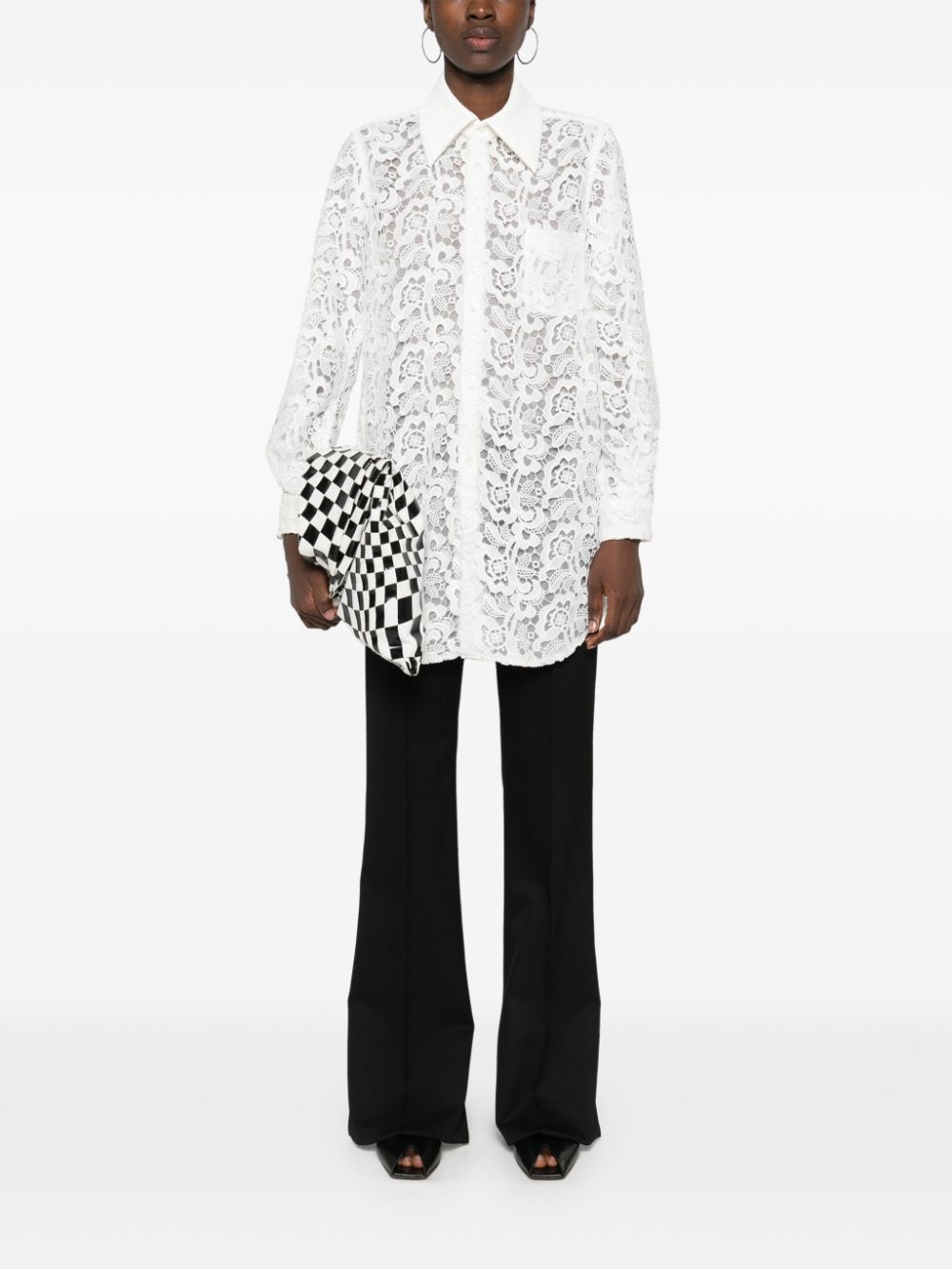 guipure-lace shirt - 2