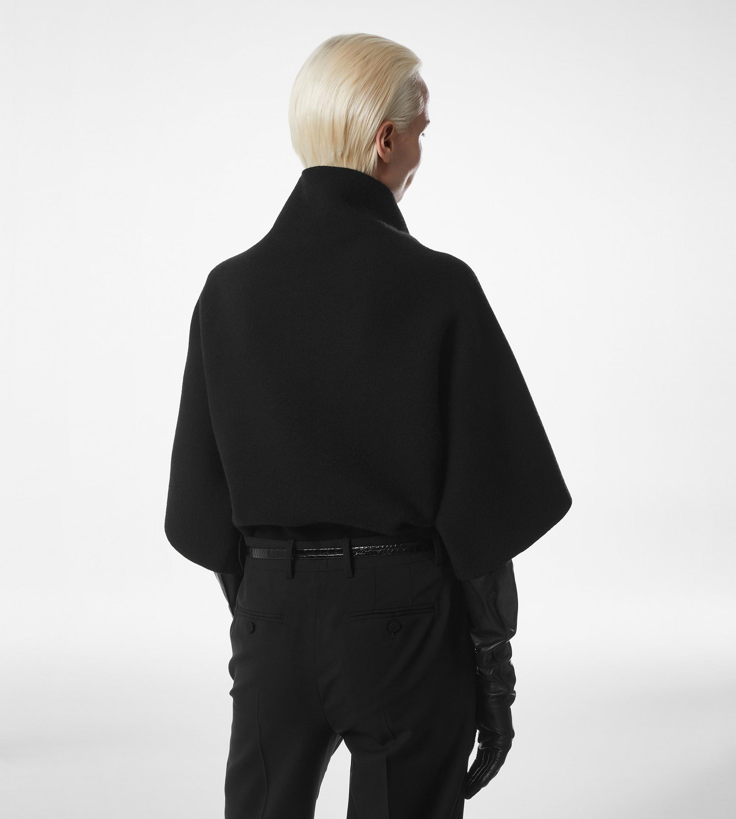 ULTRAFINE CASHMERE BLEND FUNNEL NECK SCULPTURAL T-SHIRT - 4