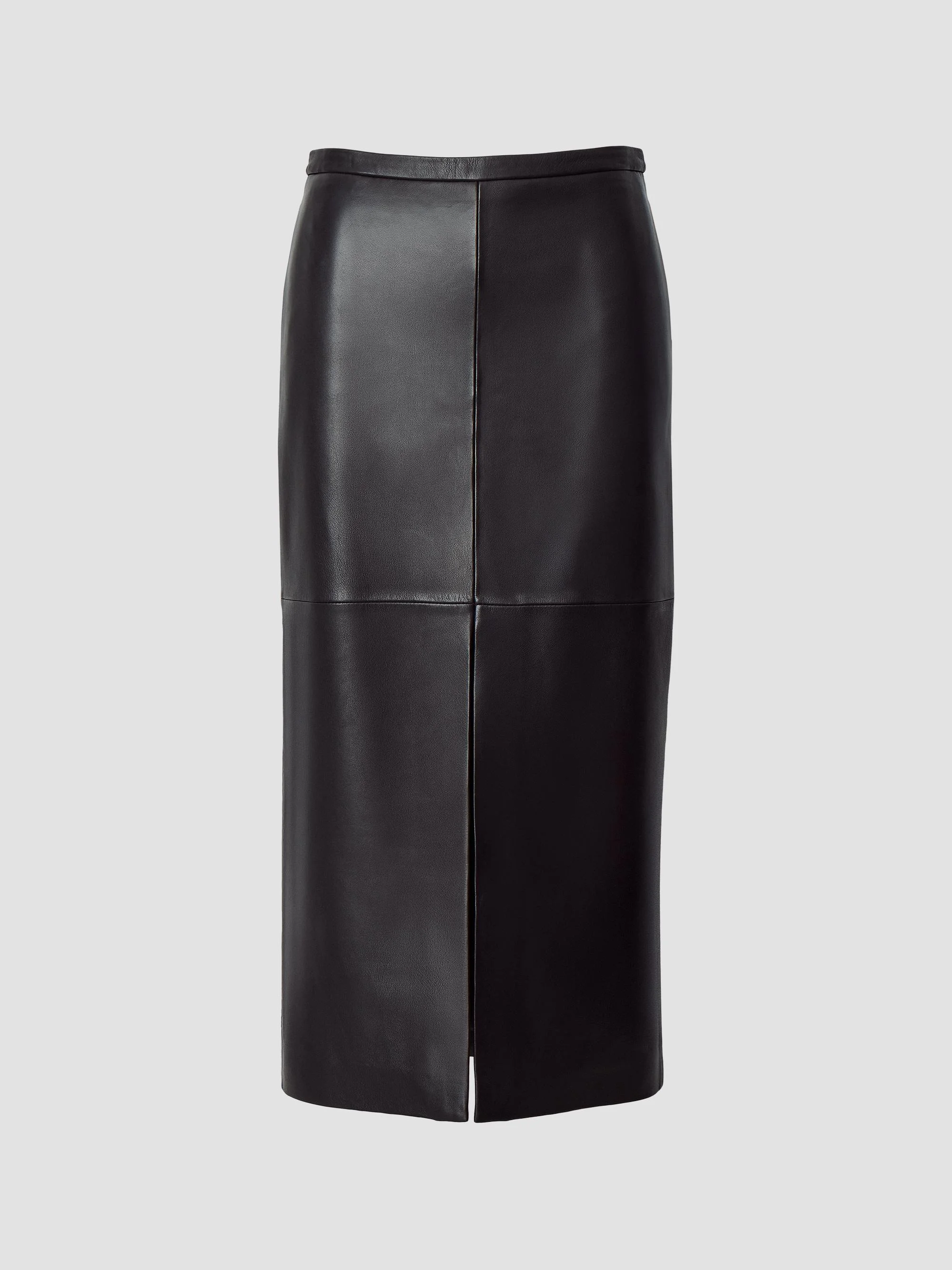 Women's Bessie Leather Midi Skirt - Black - 1