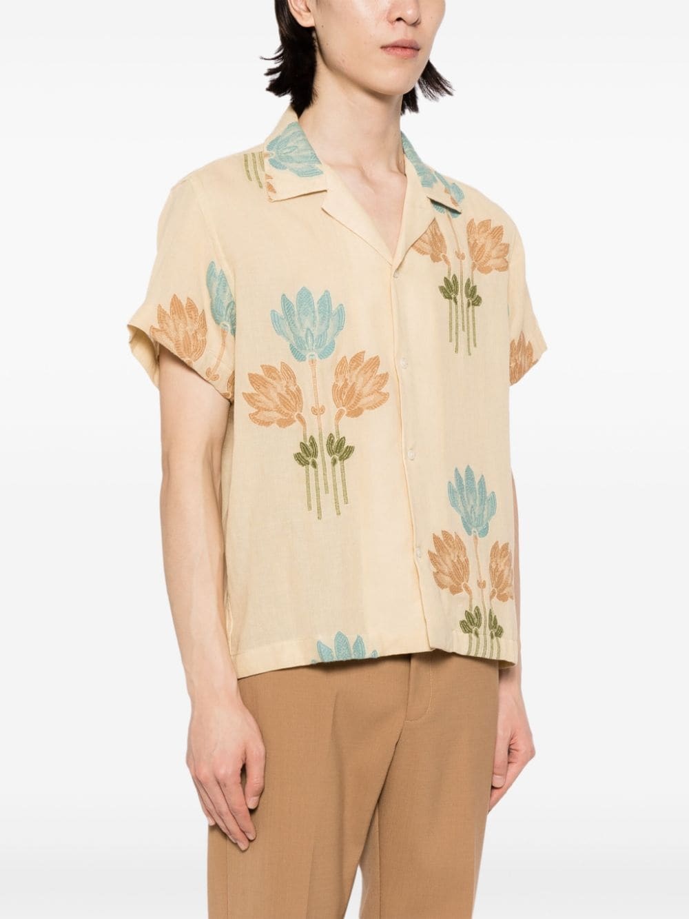 patterned-jacquard short-sleeve shirt - 3