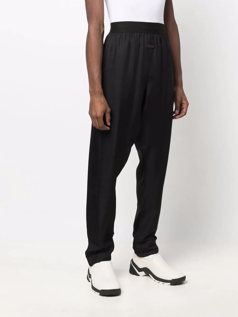 logo-waist drop-crotch trousers - 3