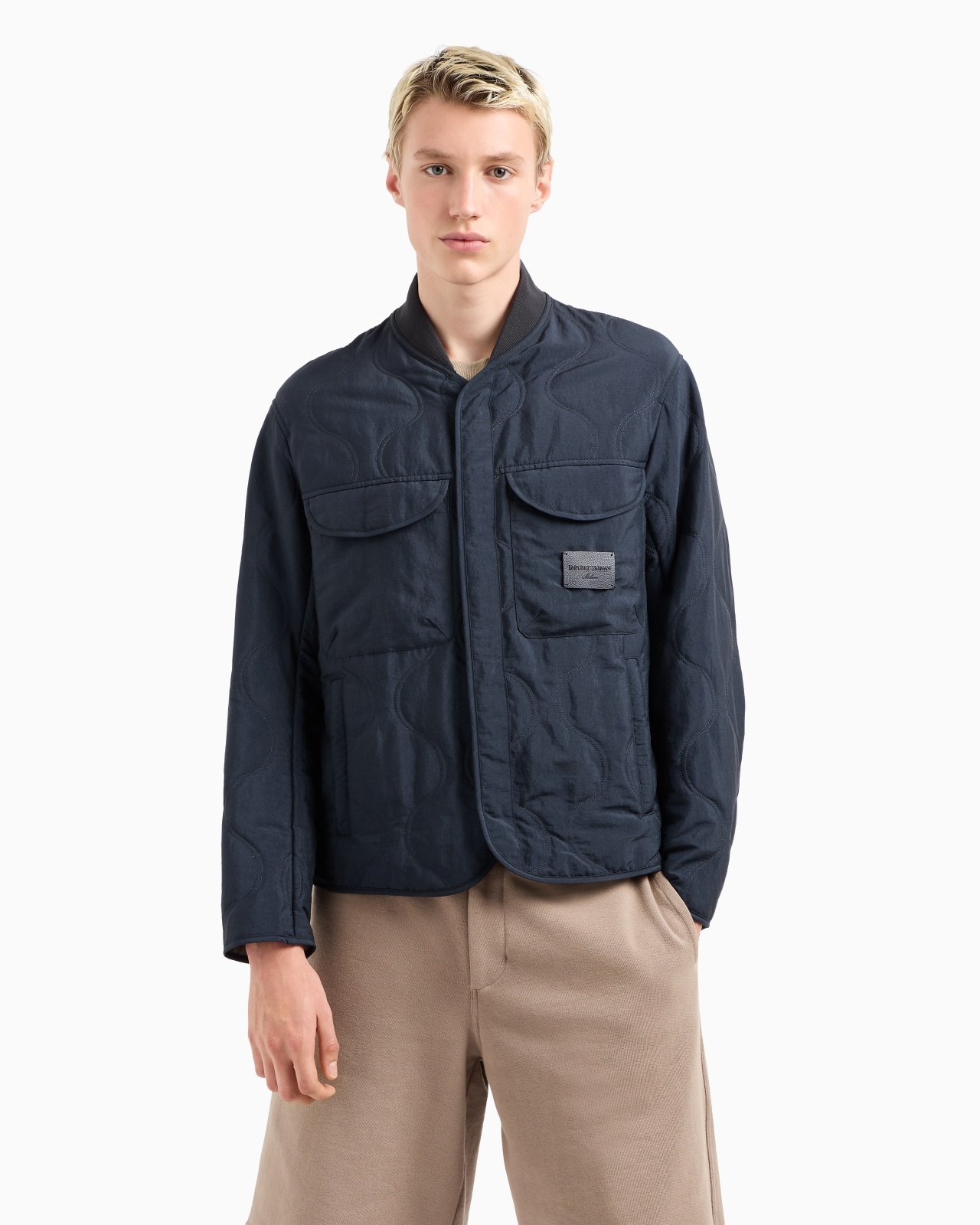 TWO-TONE WAVE MOTIF QUILTED NYLON BLOUSON - 2