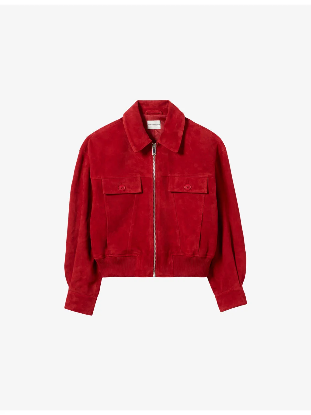 Collared Patch-Pocket Suede Jacket - 1