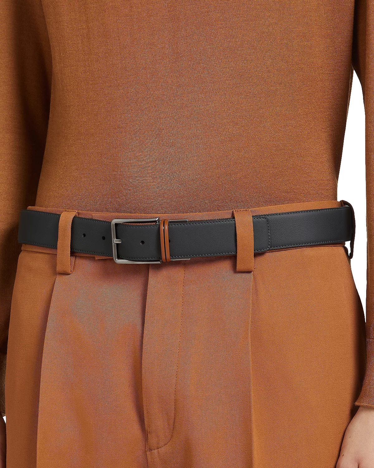 Men's Vicuna Color Grained Reversible Leather Belt - 2