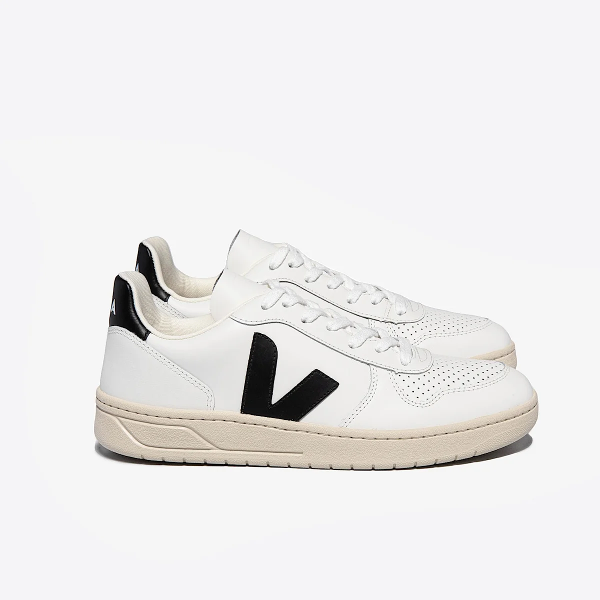 V-10 LEATHER WHITE BLACK - 1