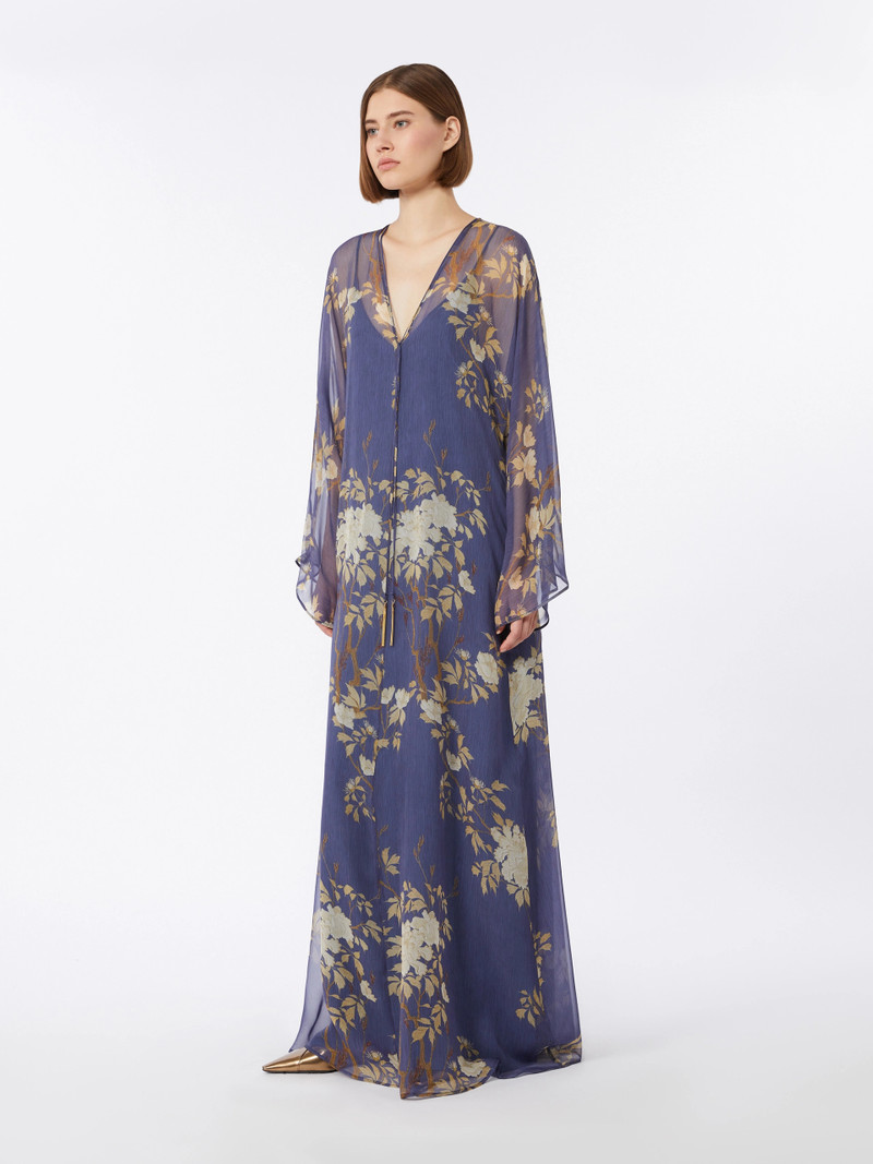 ANGUS Printed silk kaftan dress - NAVY 3