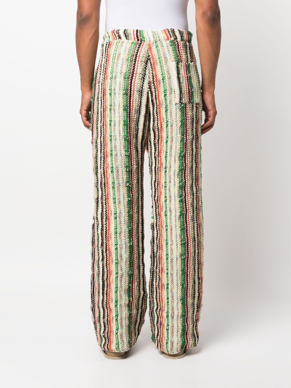 stripe-print cotton-blend trousers - 4