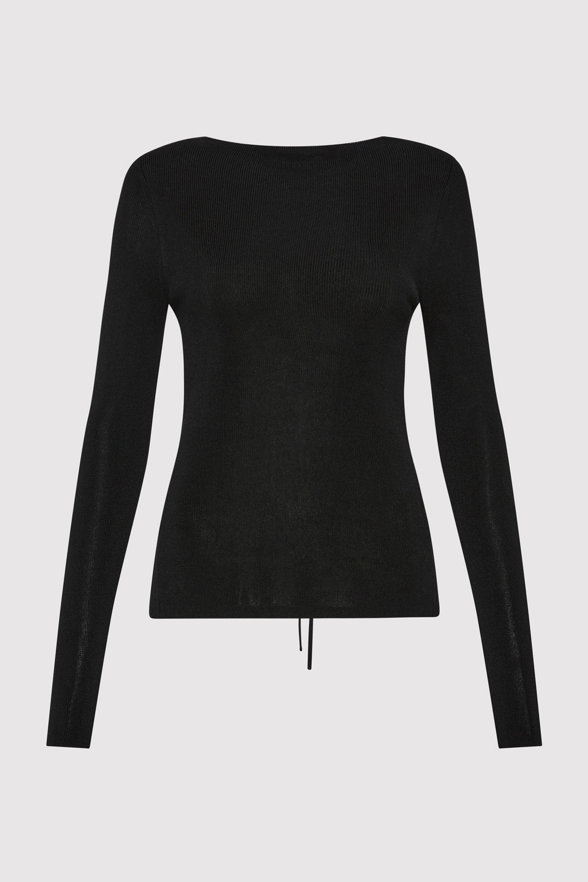 Rouleau Tie Reversible Knit Top - Black - 1