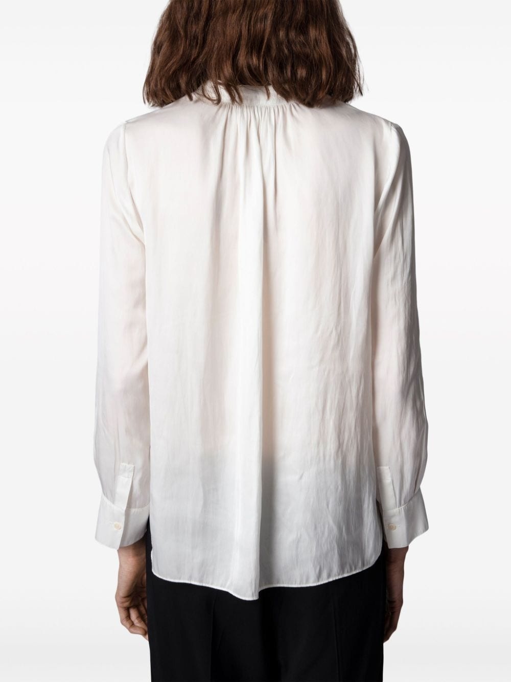 gathered-detail satin-weave blouse - 5